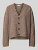 Marc O'Polo Loose fit wollen cardigan met V-hals Taupe