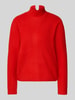ICHI Gebreide pullover met opstaande kraag en extra brede schouders Rood