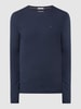 Tommy Jeans Slim Fit Longsleeve mit Rippenstruktur Marine Melange