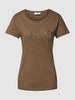 Liu Jo White T-Shirt mit Label-Ziersteinbesatz Oliv