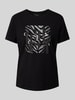 comma T-Shirt mit Motiv-Print Black