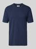Drykorn T-Shirt mit geripptem Rundhalsausschnitt Modell 'RAPHAEL' Dunkelblau
