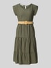 ZABAIONE Knielanges Kleid aus Viskose-Mix mit Kappärmeln Modell 'Li44neaa' Khaki