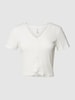 Only Kort T-shirt met kant, model 'CILLE' Offwhite