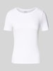 Jake*s Casual T-Shirt mit geripptem Rundhalsausschnitt Weiss