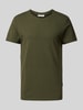 Casual Friday T-shirt z prążkowanym okrągłym dekoltem Khaki