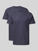 RAGMAN T-shirt met geribde ronde hals Marineblauw