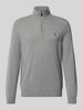 Polo Ralph Lauren Gebreide pullover van wol met opstaande kraag en ritssluiting Middengrijs