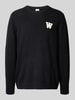 Wood Wood Gebreide pullover met stitching en ronde hals, model 'Tay' Zwart