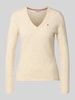 Tommy Hilfiger Slim fit gebreide pullover van zuivere wol  Zand