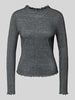 Only Slim Fit Langarmshirt aus Baumwoll-Mix Modell 'EMMA' Anthrazit
