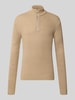 JACK & JONES Strickpullover mit Troyer-Kragen Modell 'PANNEL' Beige