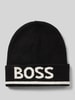 Boss Mütze aus Viskose-Mix mit Label-Stitching Black