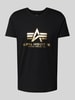 Alpha Industries T-shirt met labelprint Metallic zwart gemêleerd