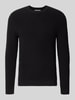 REVIEW Sweter dzianinowy z czystej bawełny o kroju regular fit Czarny