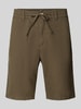 Lindbergh Bermuda met steekzakken opzij en strikceintuur Olijfgroen