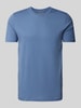 Christian Berg Men T-Shirt mit geripptem Rundhalsausschnitt Jeansblau