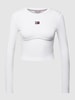 Tommy Jeans Longsleeve in Ripp-Optik Modell 'BADGE' Weiß