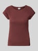 JAKE*S STUDIO WOMAN T-shirt met geribde ronde hals Roestrood