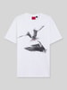 HUGO męski t-shirt o kroju regular fit z czystej bawełny Biały