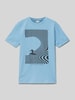 s.Oliver RED LABEL T-Shirt mit Motiv- und Statement-Print Bleu