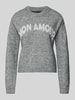 Vero Moda Sweter z dzianiny o kroju regular fit z dodatkiem wiskozy model ‘AMOREMIO’ Średnioszary melanż