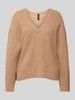 Marc Cain Strickpullover aus Lanawolle mit V-Ausschnitt Camel