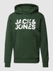 Jack & Jones Bluza z kapturem i detalem z logo model ‘ECORP’ Ciemnozielony