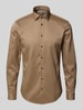 Jake*s Slim Fit Business-Hemd mit Kentkragen Dunkelbraun