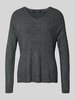 Vero Moda Regular Fit Strickpullover mit V-Ausschnitt Modell 'CREWLEFILE' Mittelgrau