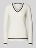 Christian Berg Woman Strickpullover mit gerippten Abschlüssen Offwhite