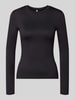 PIECES Slim Fit Langarmshirt mit Rundhals-Ausschnitt Modell 'LULA' Black