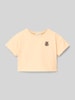 Mango Cropped T-Shirt mit Statement-Print Apricot