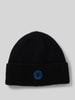 Hugo Blue Beanie aus Woll-Mix mit Stitching Modell 'Xafi' Black