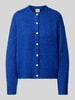 ICHI relaxed fit gebreid jack met wol model 'Belablue' Koningsblauw