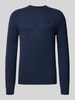MCNEAL Regular fit gebreide pullover van pure wol Donkerblauw gemêleerd