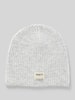 Barts Beanie met labelpatch, model 'Darty' Zilver gemêleerd