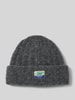 American Vintage Strickmütze mit Label-Patch Modell 'VITOW' Dunkelgrau Melange