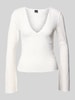 Gina Tricot Longsleeve aus Spitze mit V-Ausschnitt Offwhite