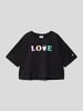 CHAMPION Cropped T-Shirt mit Statement-Print Black