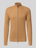 Christian Berg Men Gebreid jack met ritssluiting  Cognac