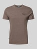 Superdry T-shirt met labelstitching Donkerbruin gemêleerd