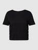 QS Cropped T-Shirt mit seitlichen Raffungen Black