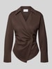 COMMA Slim Fit Bluse in Wickel-Optik Dunkelbraun