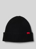 HUGO Beanie aus Schurwolle mit Label-Patch Modell 'Xola' Black