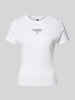 Tommy Jeans Slim Fit T-Shirt mit Label-Print Weiss