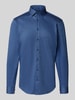 Jake*s Slim fit zakelijk overhemd met structuurmotief Koningsblauw