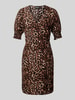 Pieces Knielanges Wickelkleid mit Animal-Print Modell 'TALA' Camel