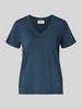 MOS MOSH Regular fit t-shirt met v-hals model 'Dala' Marineblauw