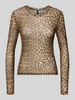 VERO MODA Slim Fit Langarmshirt mit Rundhalsausschnitt Modell 'LOVA' Mittelbraun Mel